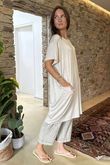 Made in Italy Perfect Pocketed T Shirt Dress Stone Marl /33 =